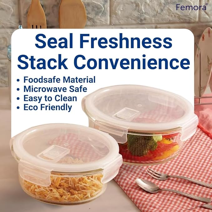 Femora Borosilicate Glass Containers for Kitchen | Storage Box for Kitchen With Air Vent Lid | Set of 1 | 580 Ml