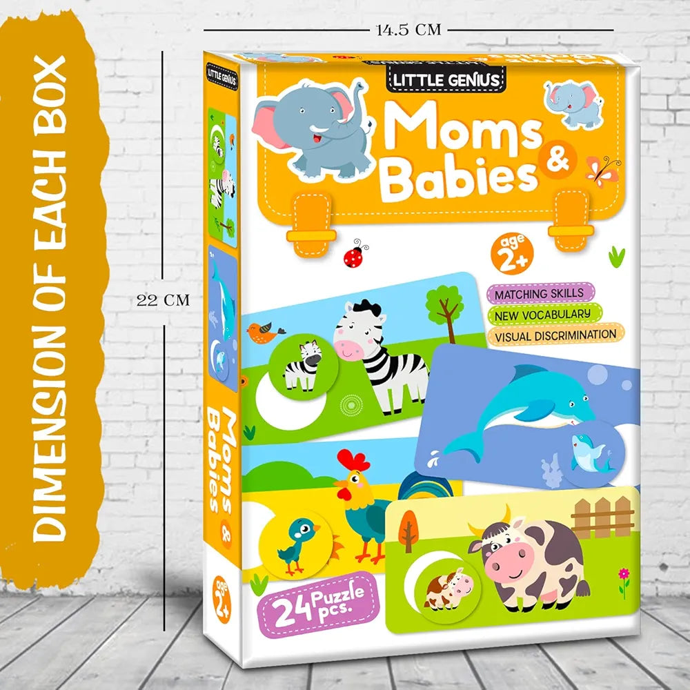 Hello Friend Mom and Baby  Puzzle Game Box Set for Kids – Early Learning Activity with Matching Skills Colorful Fun Illustrations for Kids Toddlers Ages 2+ Years