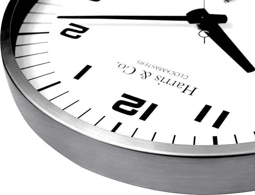 Harris & Co. Clockmasters Metal Silent Sweep Noiseless Technology Analog Wall Clock  Model-park Lane-grey