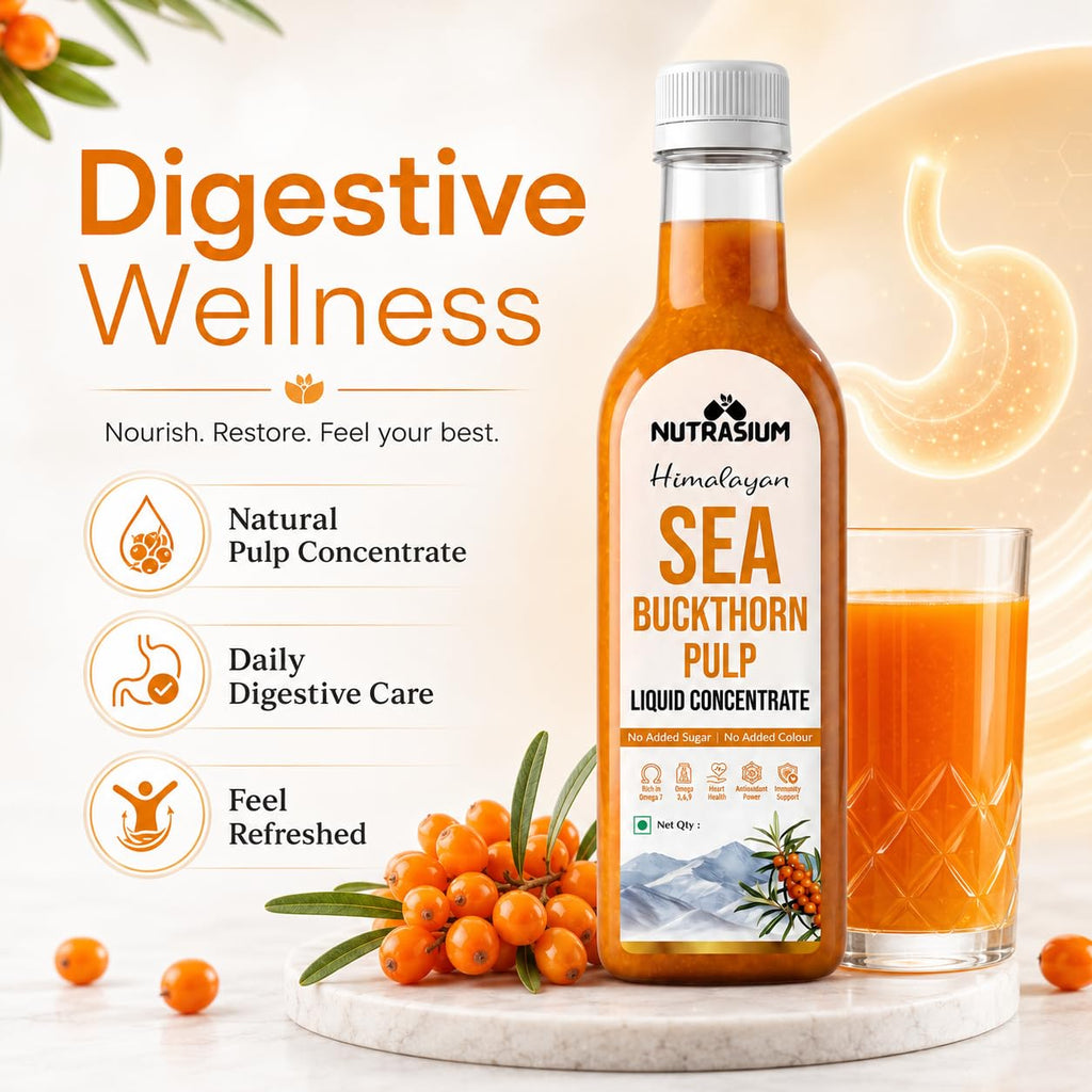 Nutrasium Himalayan Sea Buckthorn Berry Juice - 300 ml - Natural Source of Vitamin C, Omega 3 6 7 9, Antioxidants for Immunity, Skin Glow & Gut Health - 50 Glasses (300ml)