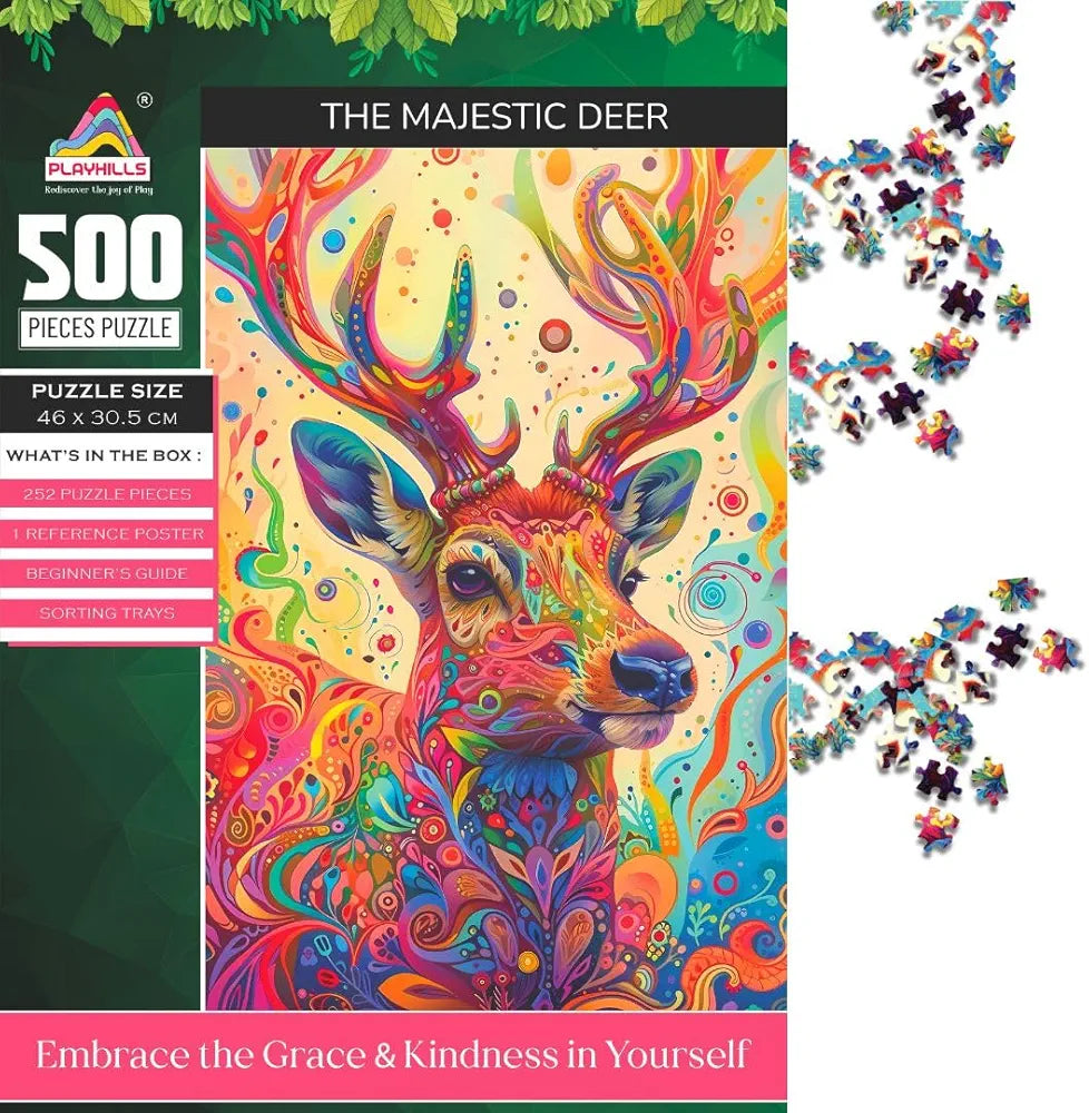 Playhills Spirit Animal The Majestic Deer 500 Piece Jigsaw Puzzle for Adults & Teens (Age 13+) Mindful, Relaxing Screen-Free Play
