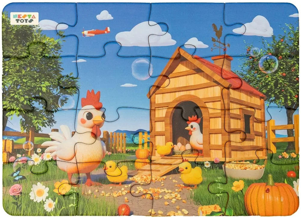 Nesta Toys Floor Puzzle & Game 4 in 1 Jigsaw Puzzle | Farm Animals  | Educational Toy, Gifts for Boys & Girls Ages 2, 3, 4, 5, 6 Years | Farm Animal Toys for Kids