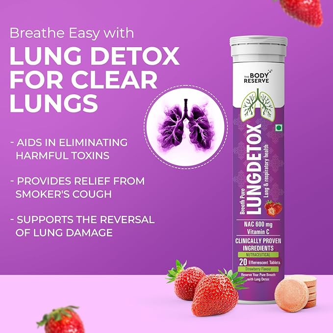 The Body Reserve Lung Detox Effervescent Tablets Strawberry Flavour - 20 tabs