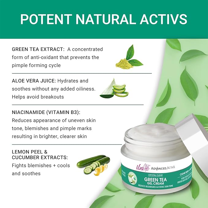Iba Advanced Activs Crystal Clear Green Tea Gel Cream - 50 Gms
