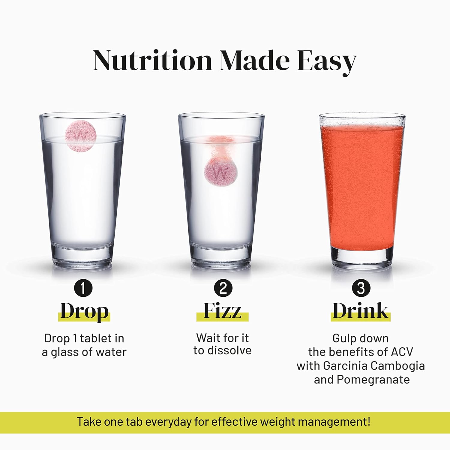 Wellbeing Nutrition Apple Cider Vinegar (ACV) for Weight Loss with Mother & Garcinia Cambogia, Pomegranate| Weight Management, Gut Health, Supports Digestion, Boosts Metabolism 17 Effervescent Tablet