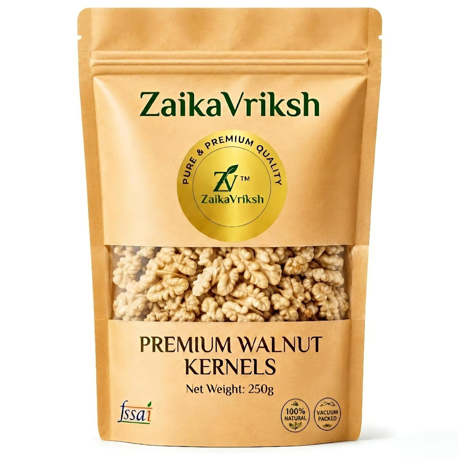 ZaikaVriksh Premium White Chile Walnut Halves 250g | Large Size Akhrot Giri | Extra Light Walnut Kernels | Vacuum Packed | Rich in Omega 3, Protein & Fiber | Healthy Dry Fruits