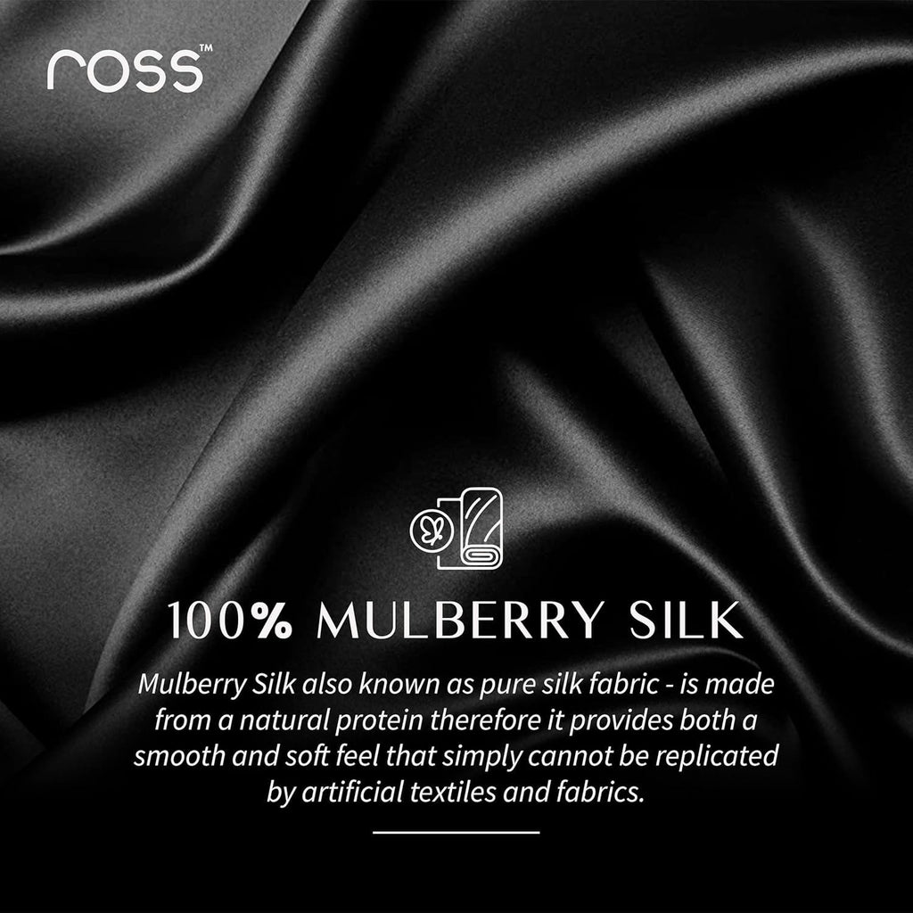 Ross 100% Mulberry Silk Sleep Mask â€“ Luxuriously Soft, Smooth & Breathable Eye Mask for Ultimate Comfort, Deeper Sleep & Complete Darkness â€“ Perfect for Travel, Meditation & Relaxation (Black)