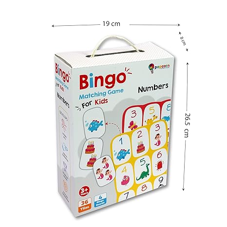 Popcorn Games & Puzzles Bingo Number Matching Game for 3+ Kids Improves Focus & Concentration Vocbulary