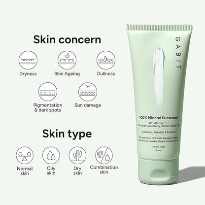 Gabit 100% Mineral Sunscreen SPF 50 PA++++ - 50 ml