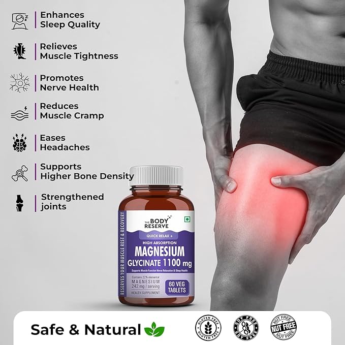 The Body Reserve Magnesium Glycinate Supplement 1100mg Per Serving - 60 caps