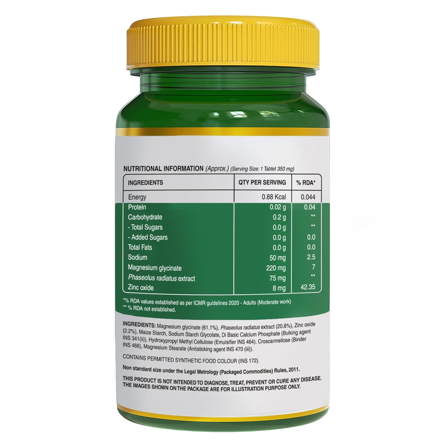 Pure Nutrition Magnesium Glycinate with Zinc Supplement 350 mg - 120 Tablets | High Absorption Magnesium Supplement for Bone, Muscle & Nerve Vitality | Supports Calm, Sleep Quality & Cramp Relief