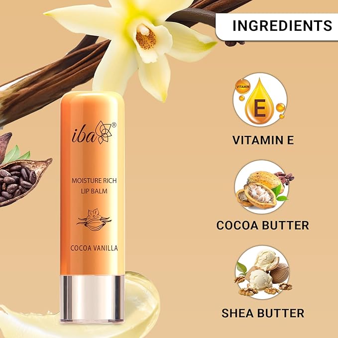 Iba Pure Lips Moisture Rich Lip Balm - Cocoa Vanilla - 4.5 Gms | Pack of 2