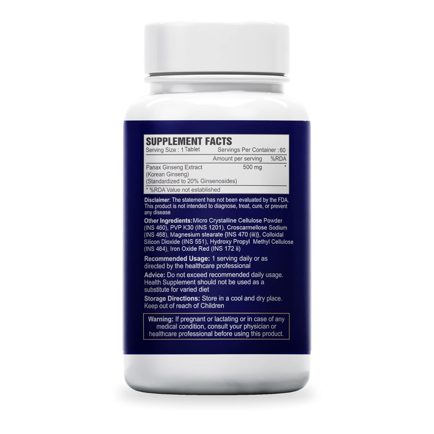 Sea Life Panax Ginseng | Korean Red Ginseng Supplement for Men & Women, Root Extract Powder for Energy and Stress Management (60 Tablets).