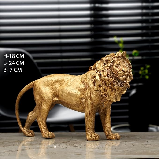 Indicast Resin 7" Inch Animal Lion Sculpture Statue Handcrafted Decorative Showpiece Idol