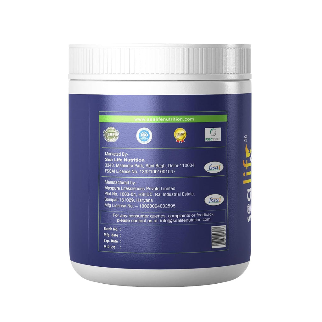 Sea Life 100% Pure L-Glutamine | Glutamine Powder, Amino Acid | Post Workout Supplement for Muscle Growth & Recovery - 250g, Unflavoured (50 Servings) For Men & Women. Pack of-1