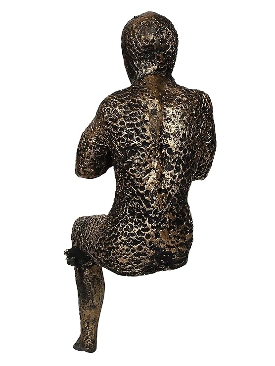 Ecraftindia Man Sitting in Thinking Position Handcrafted Decorative Showpiece | Brown