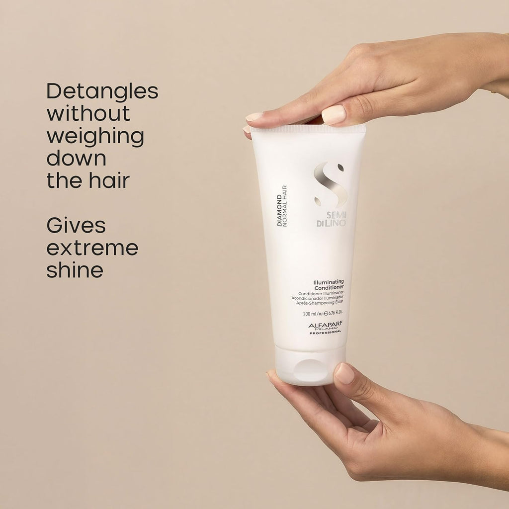 Alfaparf Milano Diamond Hair Conditioner - Provides Instant Shine & Gloss to your Hair - For Normal, Wavy, Straight Hair, Safe on Color Treated Hair - Sulfate, Paraben and Paraffin Free (200ml)