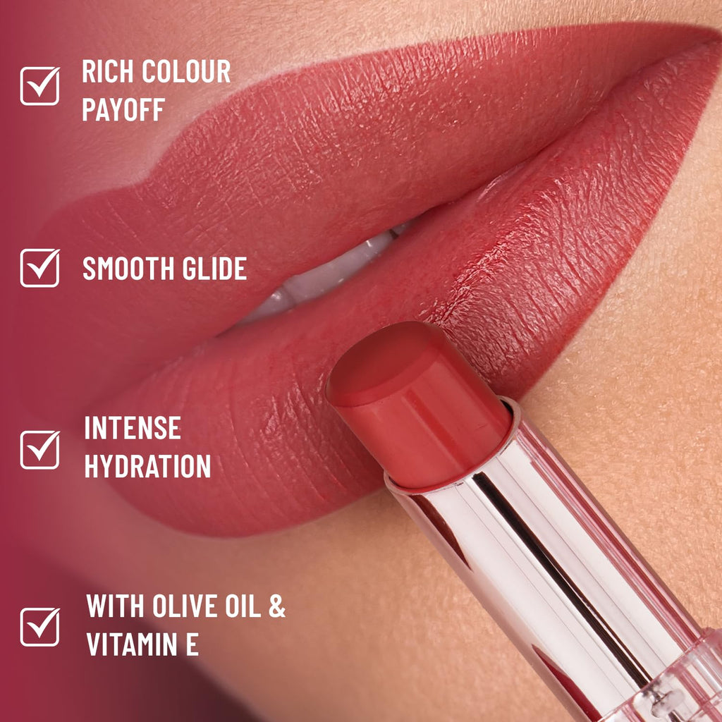 Swiss Beauty Pure Lustre Lipstick | High Shine Finish | Smooth Glide | With Olive Oil & Vitamin E | Hydrating | Shade- Twisted Caramel, 3.8gm