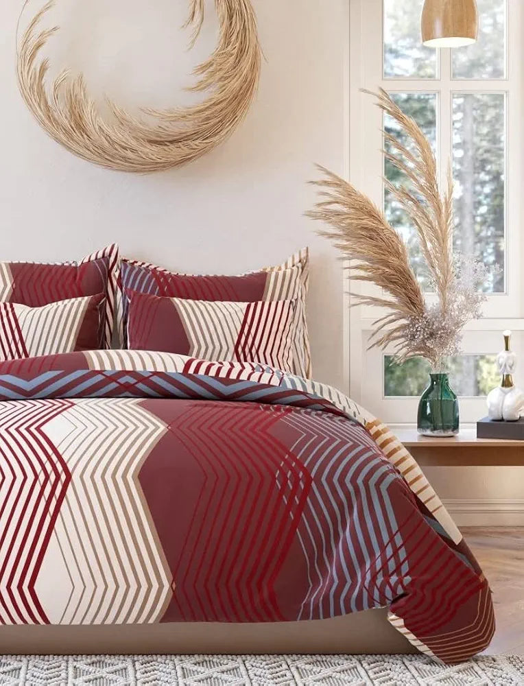 The Home Style Supersoft Cotton King Size Printed Flat Double Bedsheet with 2 Pillow Cover 400 TC Smoky Rose