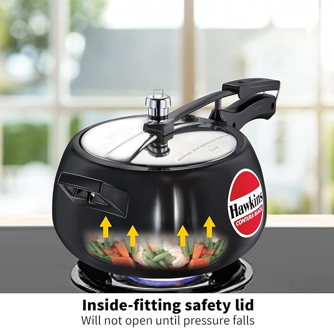 Hawkins Contura Black Pressure Cooker 5 Litre Black CB50