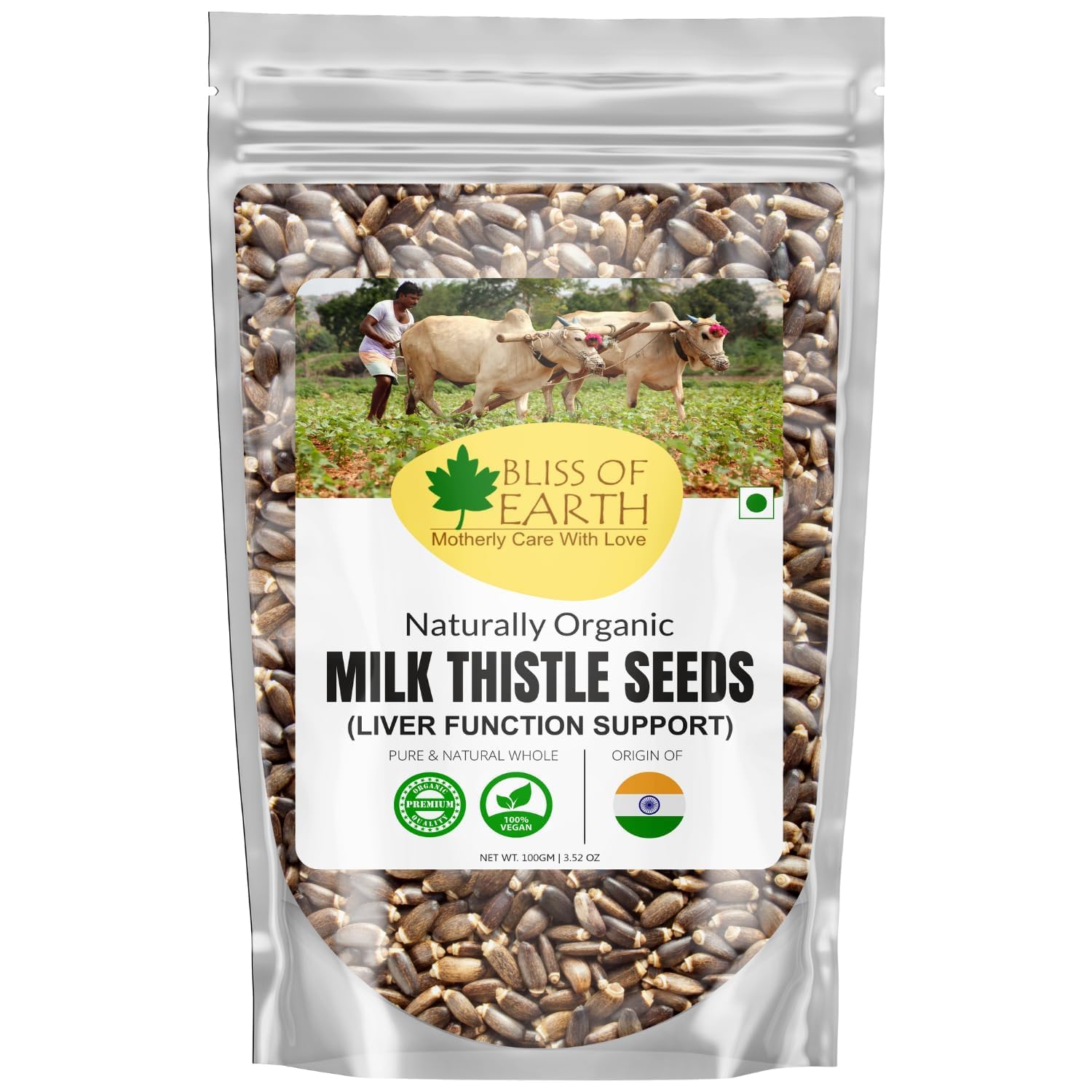 Bliss of Earth Milk Thistle Seeds Organic Super Food Great for Guts Health & Boost Immunity | Promotes Skin Health | High in Protein | 100GM