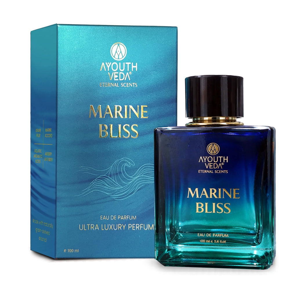 Ayouthveda Marine Bliss Eau De Parfum | Long-Lasting Fresh Aquatic Luxury Perfume for Men | Grapefruit, Marine Accord, Aquatic Notes & Ambery Lavender | Refreshing Daily Wear Fragrance | 100ml