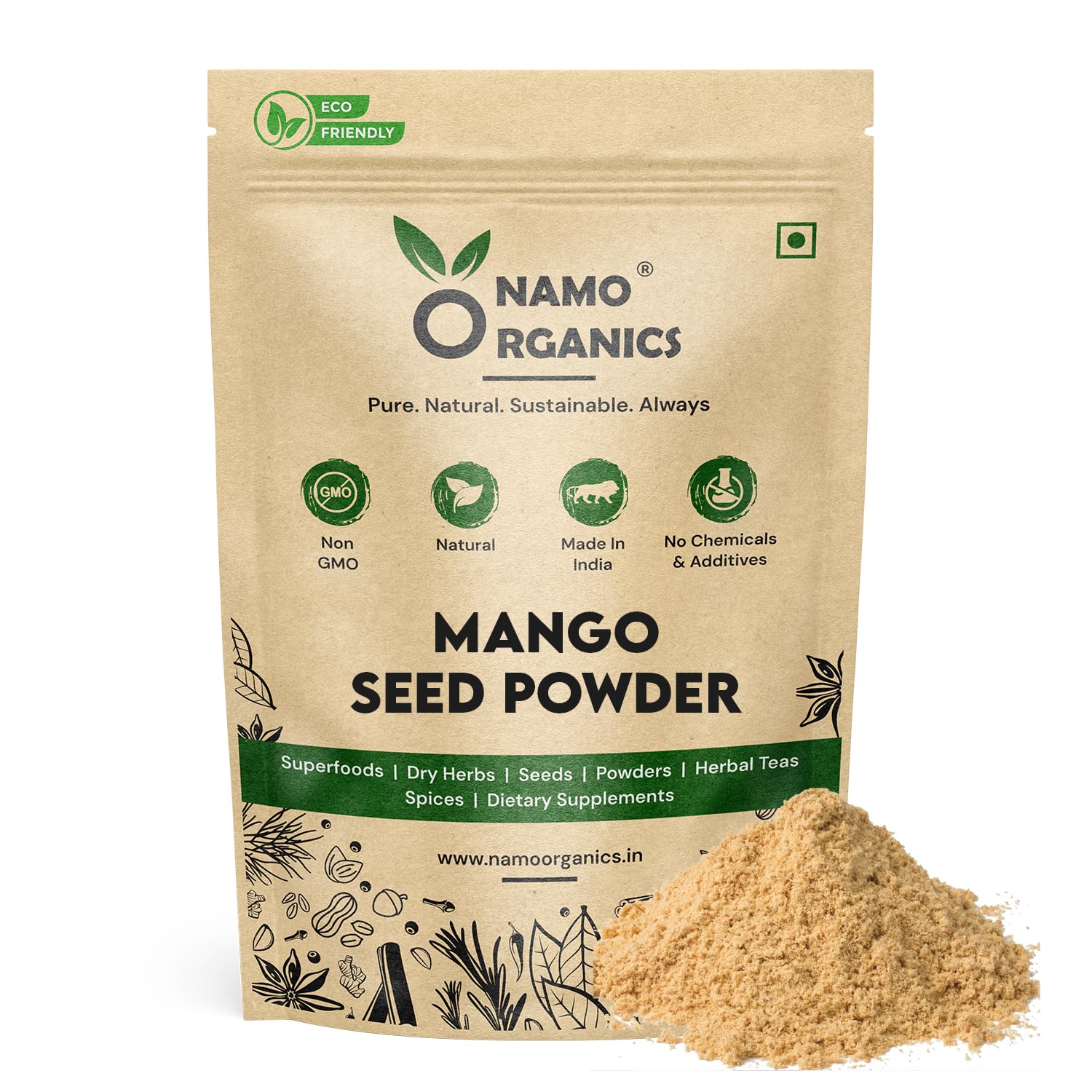 Namo Organics - Mango Seed Powder - 250 Gm - B12 Rich | No Preservatives | Double Filtered | No Added Impurities (250 Gm)