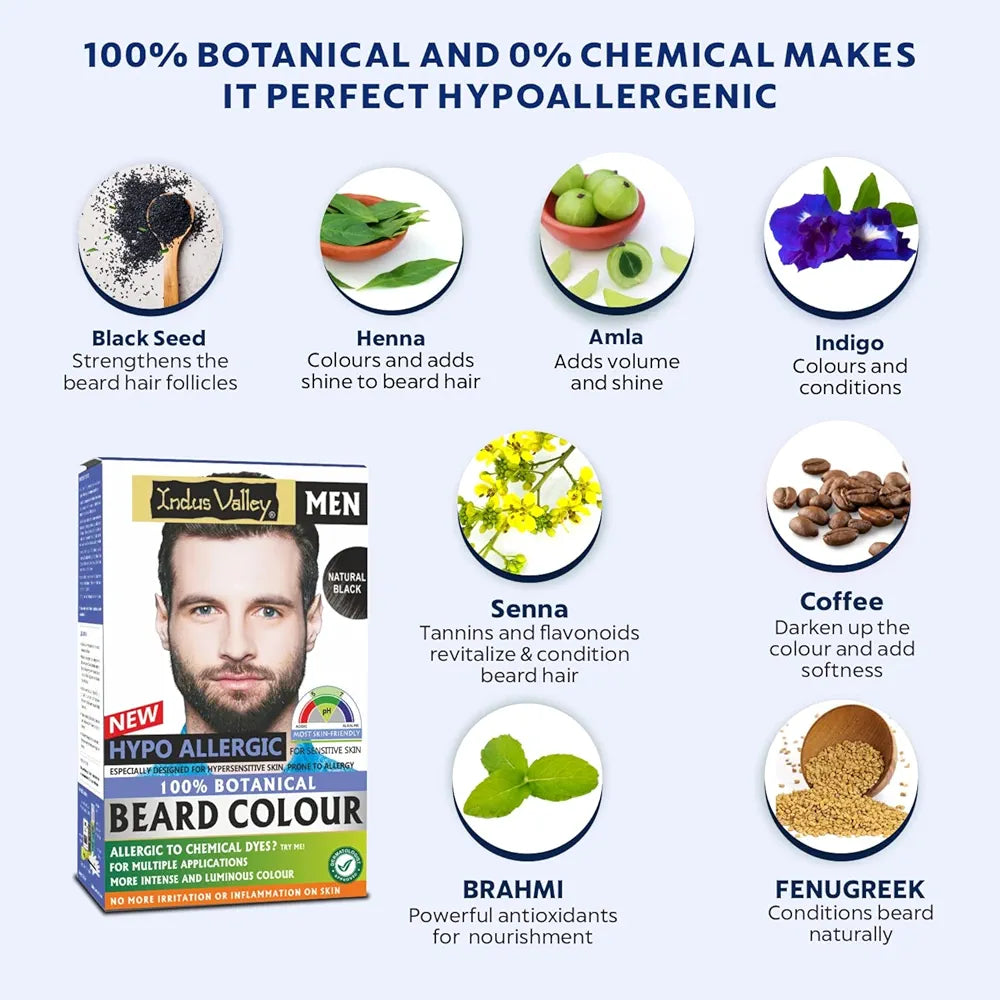 Indus Valley Botanical Hypo Allergic Aqua Beard Colour Black - 115 Gms