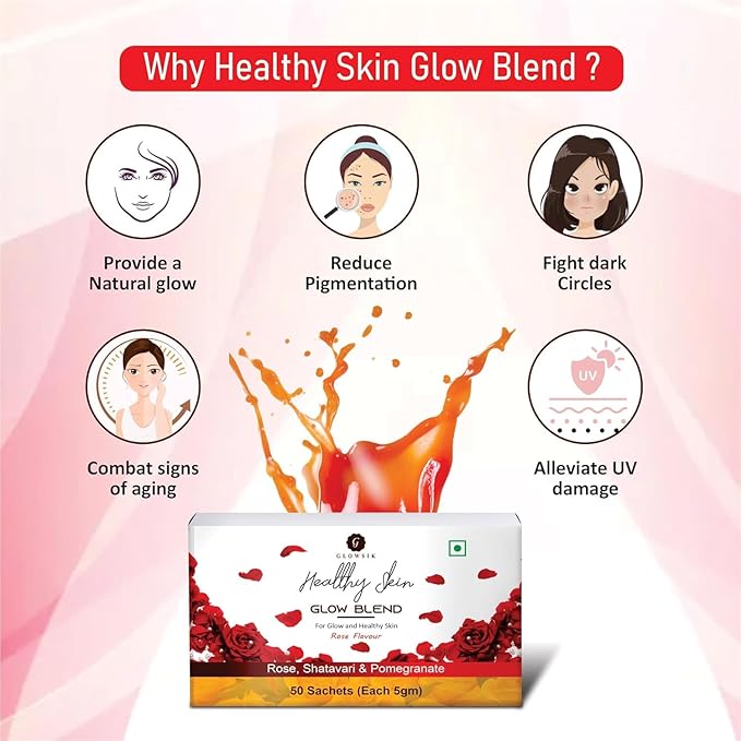 Glowsik Healthy Skin Glow Blend, Ayurvedic Beauty Supplement for Healthy, Glowing Skin - 30 Sachets