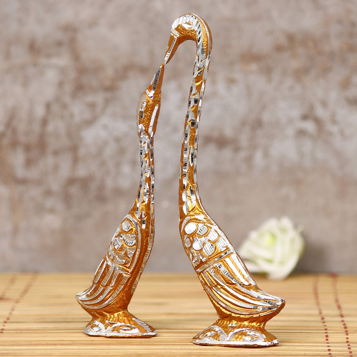 Ecraftindia Cute Swan Love Birds With 7 Inch Height Decorative Figurine