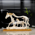 Indicast Resin 8" Inch Action Handmade Vintage Horse Statue With Baby Horse Antique Finish Animal Figurines Gifts | White