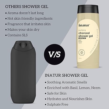 Inatur Charcoal Shower Gel - 400 ml