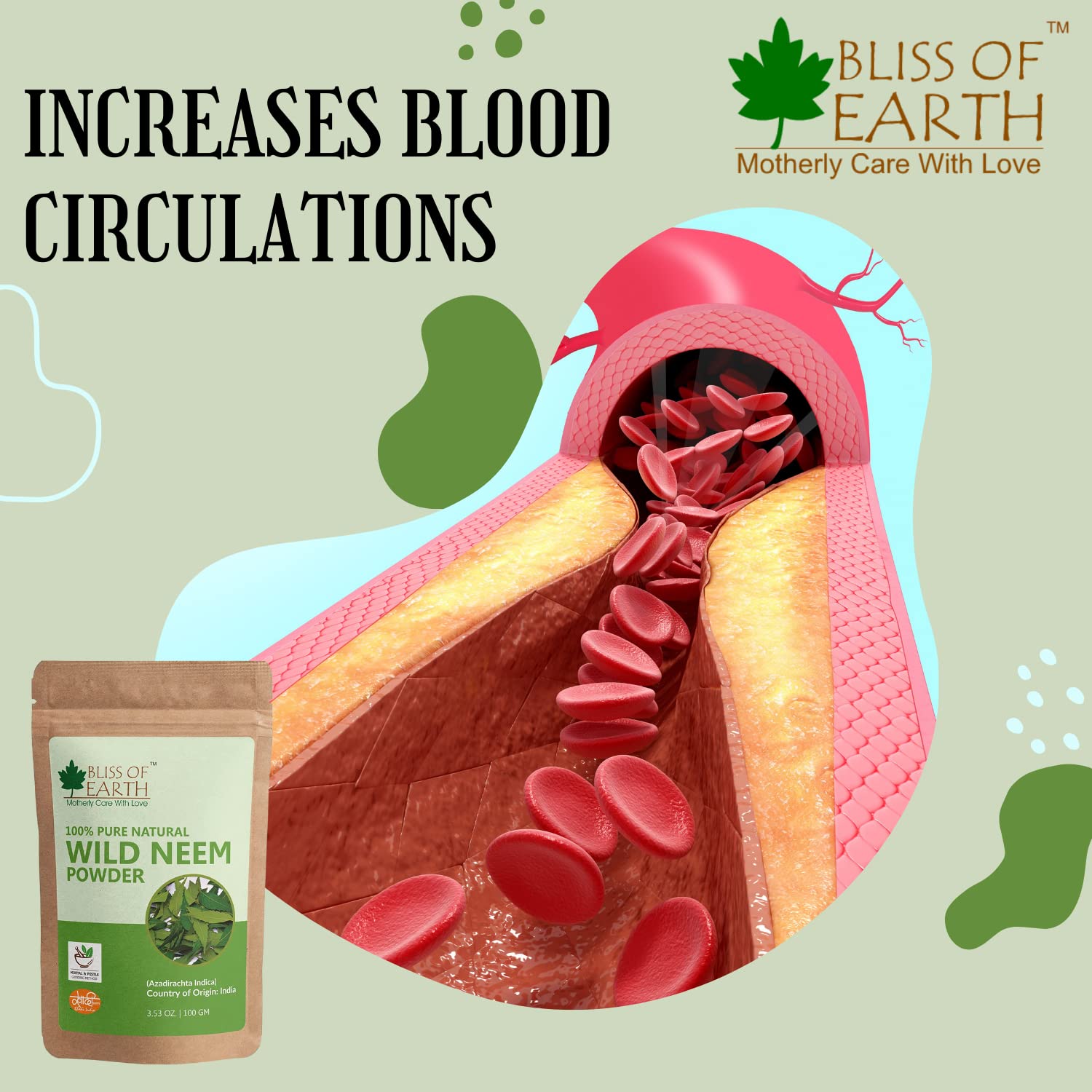 Bliss of Earthâ„¢ 100% Pure Wild Neem Leaves Powder | 100GM | Great For Face, Hair, Skin & Body