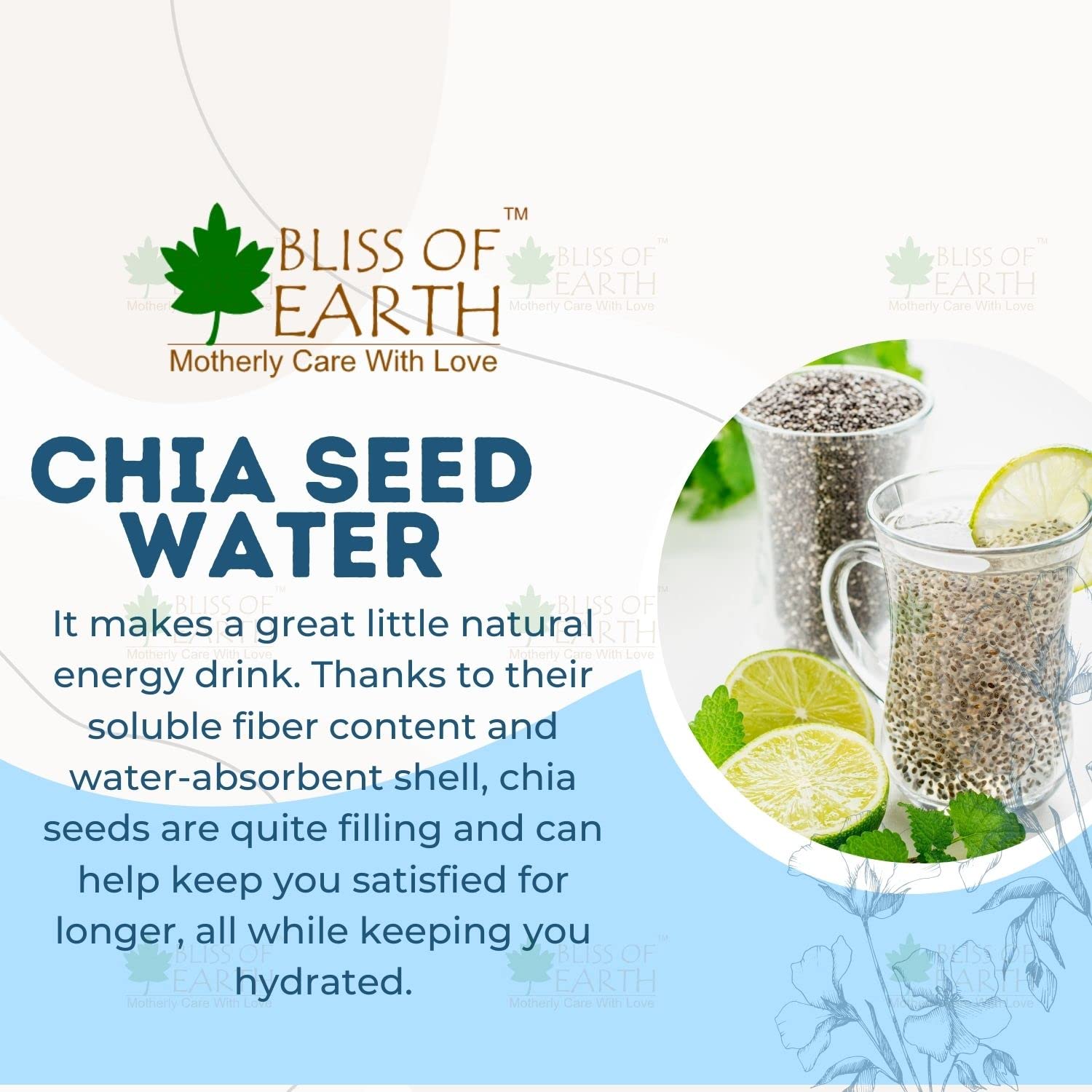 Bliss of Earth Chia Seeds 500g - Organic Raw For Weight Management - Raw Super Food With Omega & Fiber