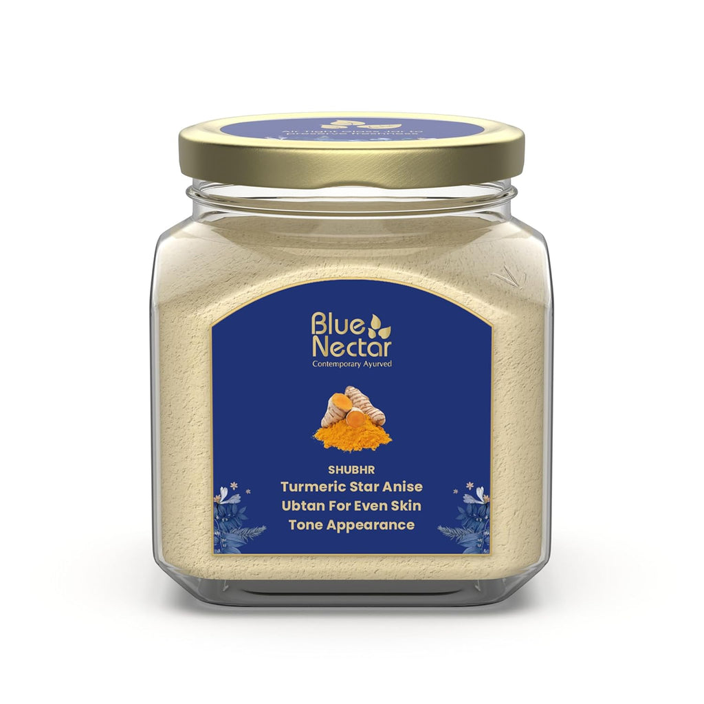 Blue Nectar Turmeric Ubtan Face Pack Powder | Tan Removal Face Pack for Glowing Skin for Women & Men | Multani Mitti with Ayurvedic Herbs for Skin Brightening (9 Herbs, 115 g)