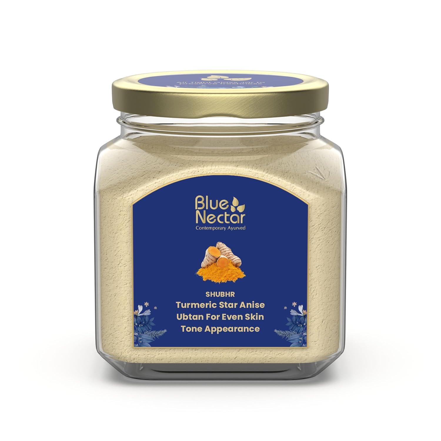 Blue Nectar Turmeric Ubtan Face Pack Powder | Tan Removal Face Pack for Glowing Skin for Women & Men | Multani Mitti with Ayurvedic Herbs for Skin Brightening (9 Herbs, 115 g)