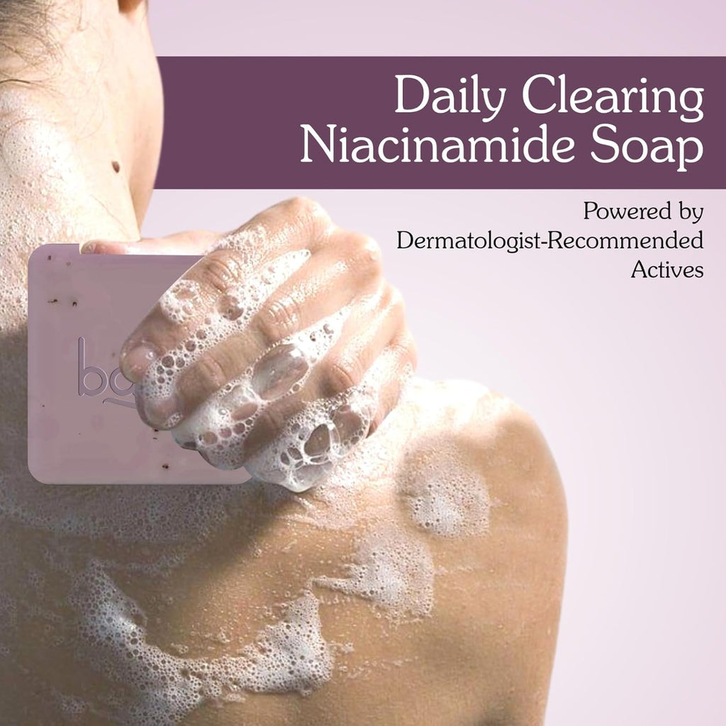 BAKE 10% Niacinamide + 3% Azelaic Acid Scrub Treatment Soap (200 Gms Pack of 2) for Body & Back Acne, Reduces Strawberry Legs | Fades Dark Spots | Non Drying Formula | Soap For Men & Women | 100g x 2