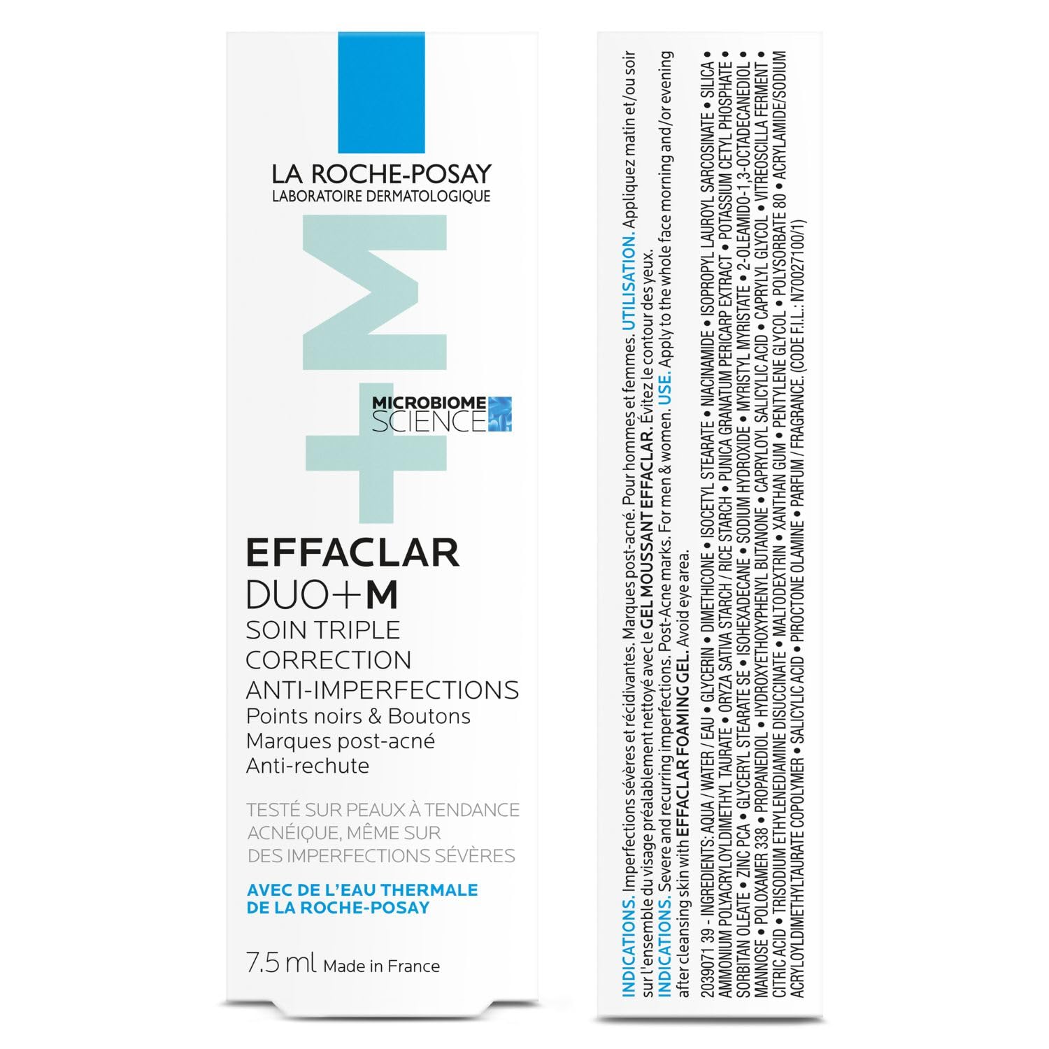 La Roche-Posay Effaclar Duo+M Gel Moisturiser | Anti-Breakout, Corrective Formula for Oily, Acne-Prone Skin, Reduces Blemishes, Blackheads & Controls Oil,7.5 ml
