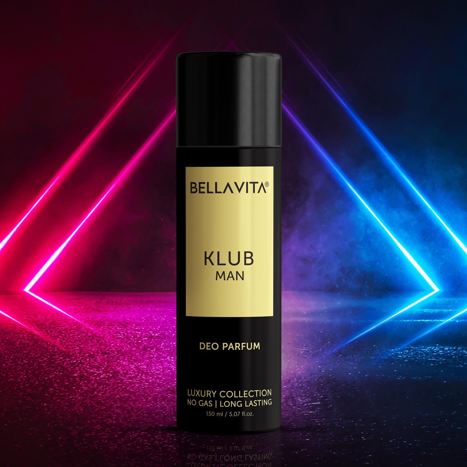 Bella Vita KLUB Men Body Perfume 150ml | No Gas Deo for Men | Deodorants Man | Long Lasting Spicy and Musky Fragrance with Refreshing Lemon, Rose Petals & Warm Vanilla Notes
