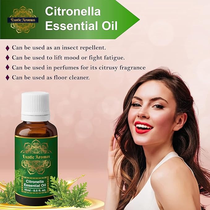 Exotic Aromas Citronella Essential Oil for Aroma Therapy - 15 ml (Pack of 2)