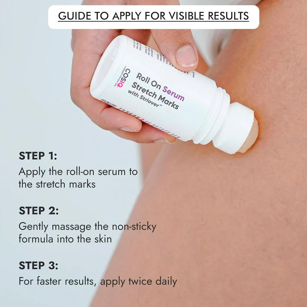 Cos-IQ Stretch Marks Removal Roll-On Serum with Striover | Scar Removal | Uneven Skin Tone | All Skin Types | 40ml