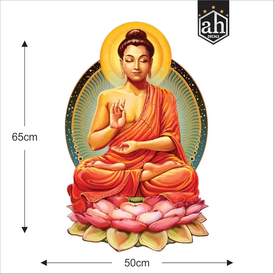 AH Decals Meditating Buddha Wall Stickers for Home Living Bed Room Multi-Colors