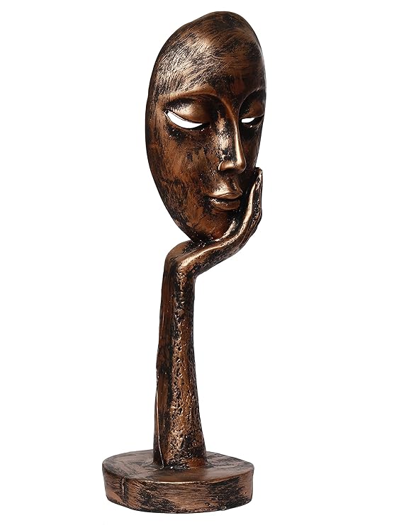 Ecraftindia Rustic Look Thinking Lady Face Handcrafted Polyresin Showpiece