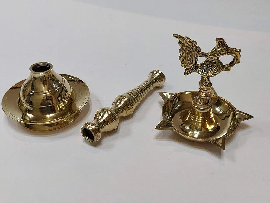 Brass Peacock Mahabharat Diya Oil Lamp