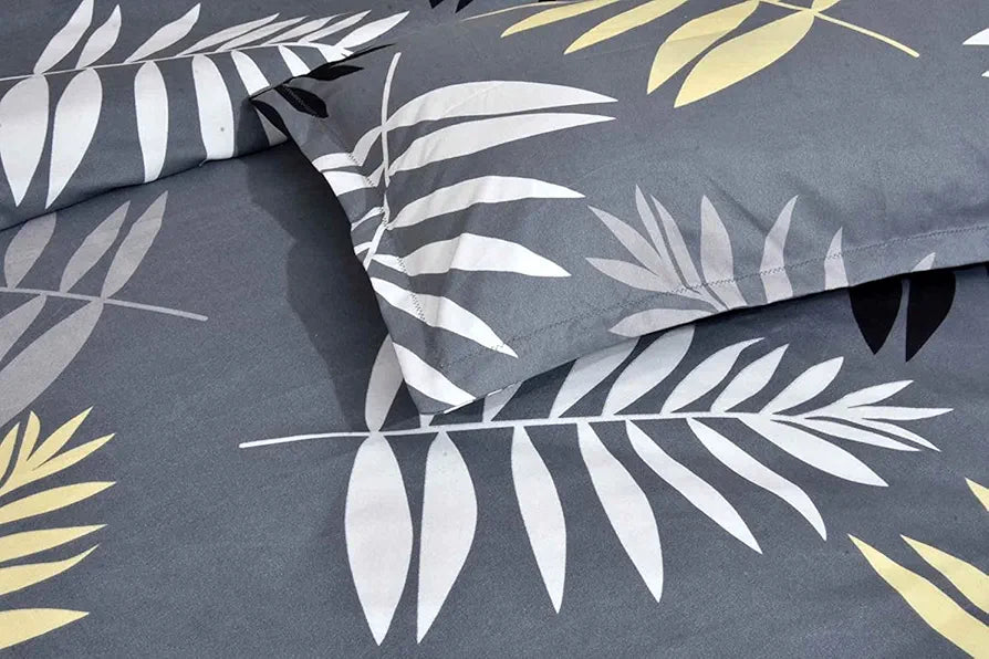 The Home Style Cotton Feel Glace Cotton Floral Printed King Size Double Bed Bedsheet With 2 Pillow Cover 300 TC Midnight Leaf