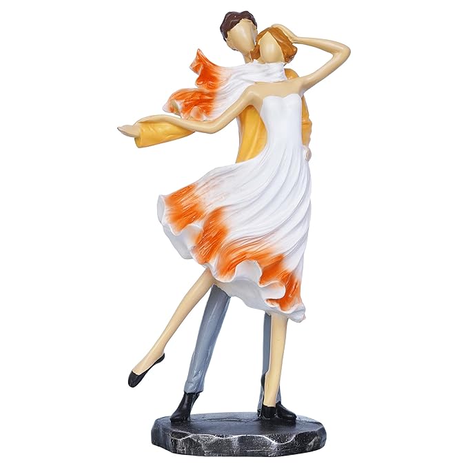 Ecraftindia Multicolor Polyresin Lovely Couple Statue Showpiece | Valentines Day Gift for Boyfriend and Girlfriend
