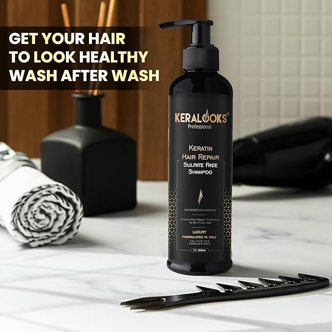Keralooks Professional Keratin Hair Repair Shampoo for Dry and Frizzy Hair - 250 ml