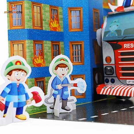 Mittimate Fire Engine Model Construction Book for Kids Diy Craft Book for Children