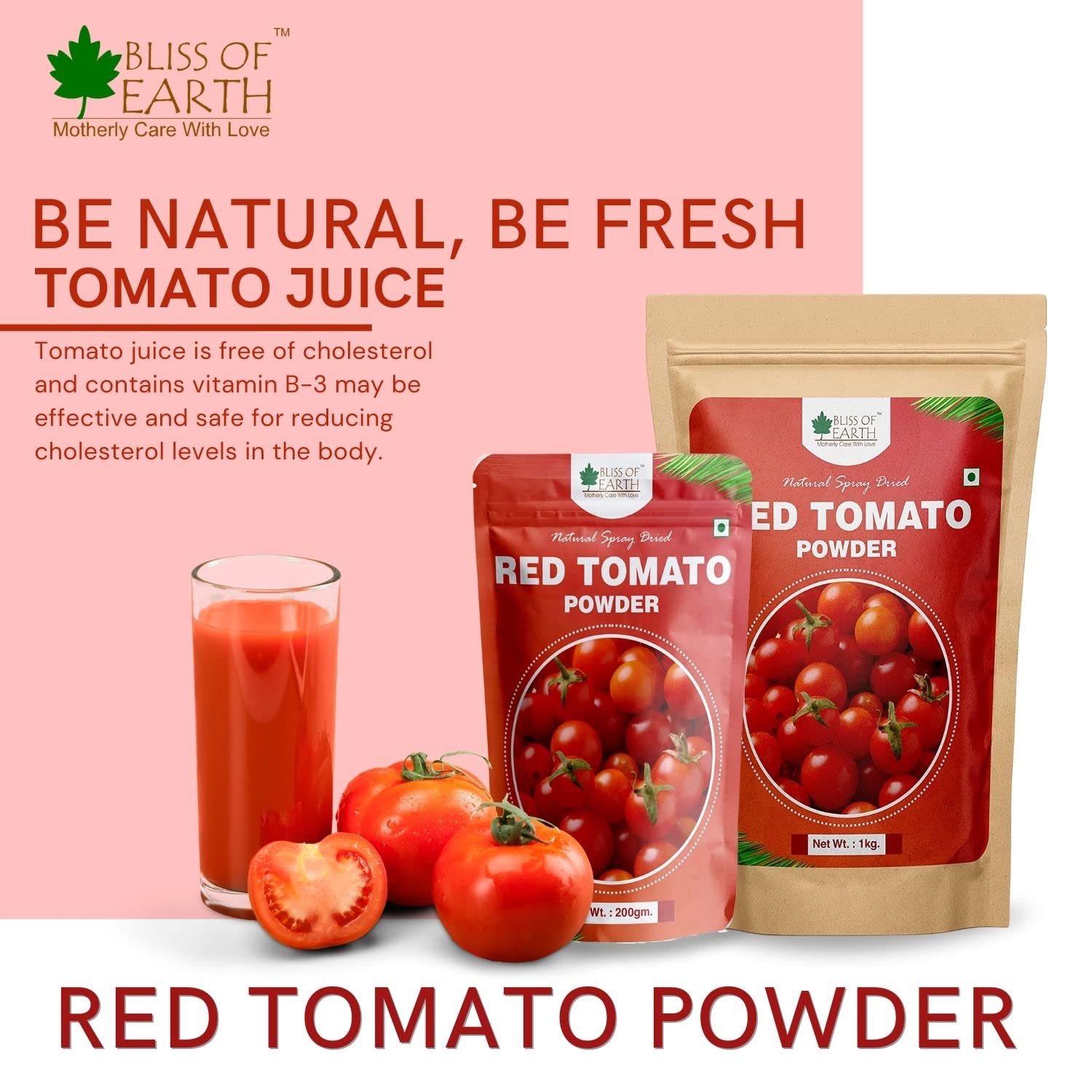 Bliss of Earth 500Gm Red Tomato Powder natural Spray Dried
