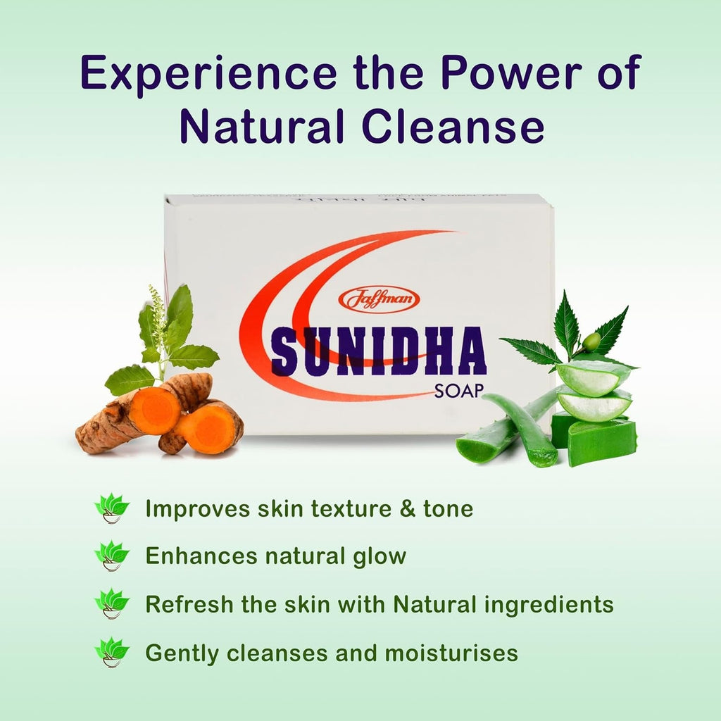 Jaffman Sunidha Soap with Milk Aloe vera Tulsi and Neem - 75 gms (Pack of 3)